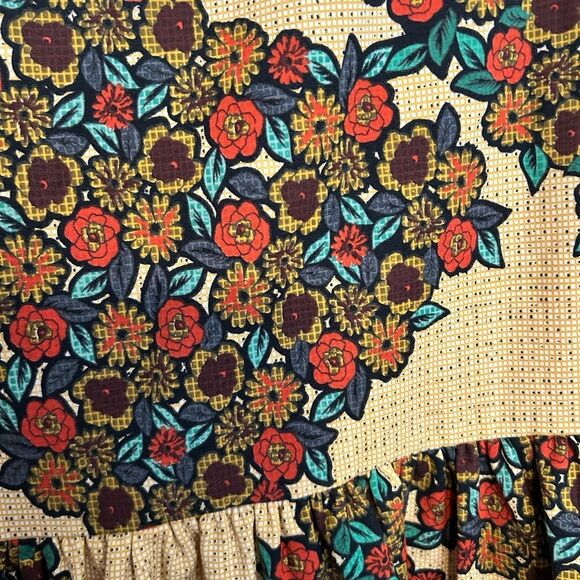 Brown and Green Long Sleeve Casual Dress with Vintage Style - Picture 4 of 7